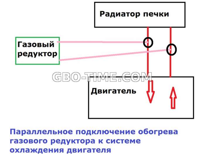 Пример параллельного подключения обогрева редуктора